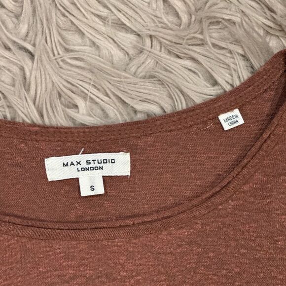 Max studio linen blend cropped T-shirt size small - Picture 2 of 4
